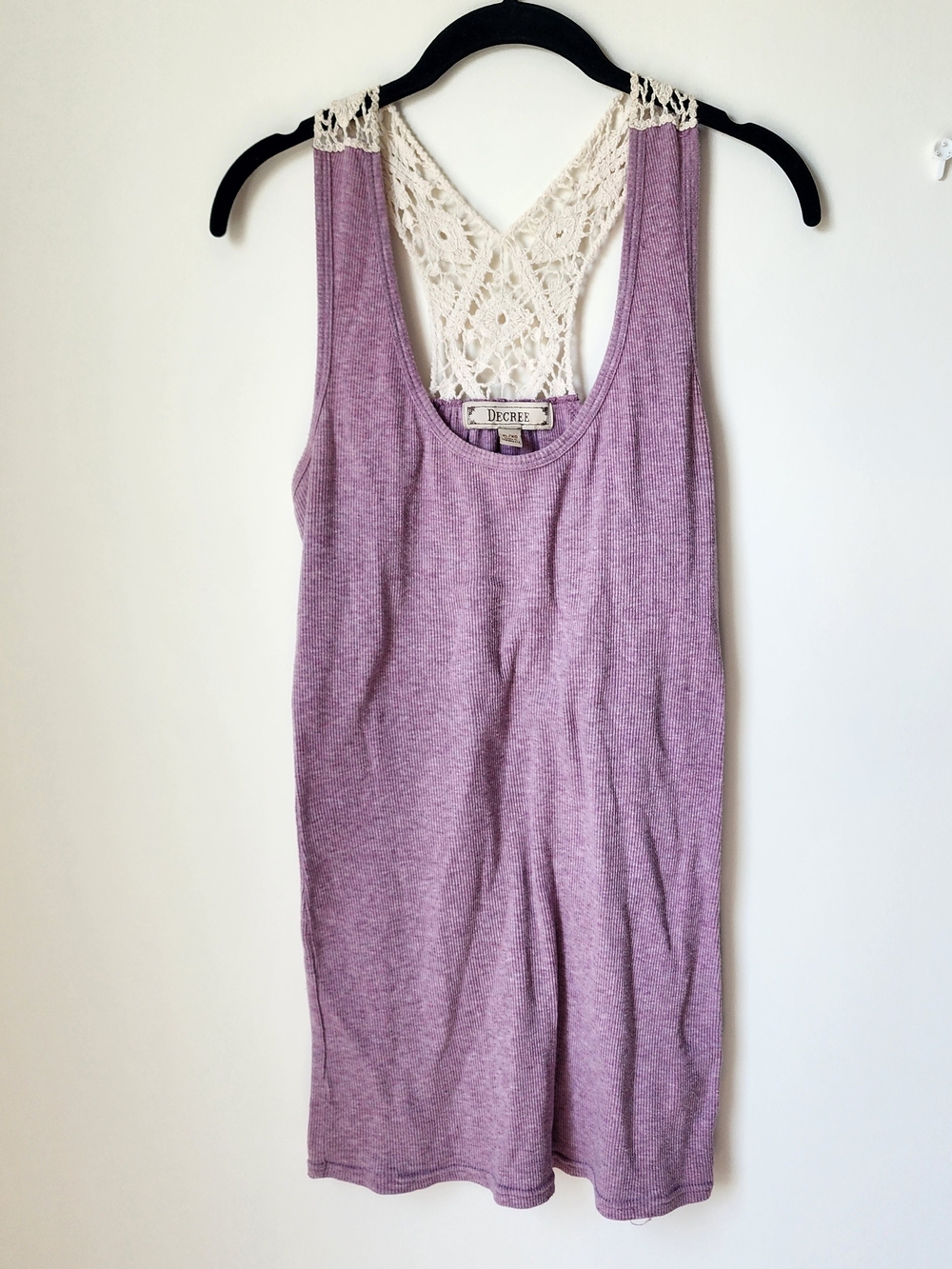 Lavender Tunic Tank with Crocheted Lace Back